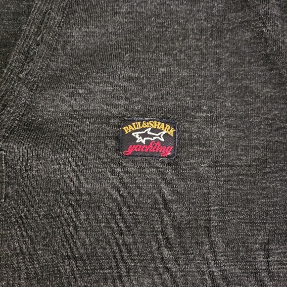 PAUL & SHARK dark gray knit v-neck sweater pullover large - Picture 9 of 14